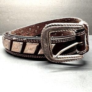 Mens Vintage Leather Western Belt 1995 Diamond Tooled Brown Sz‎ 44 EUC Rodeo